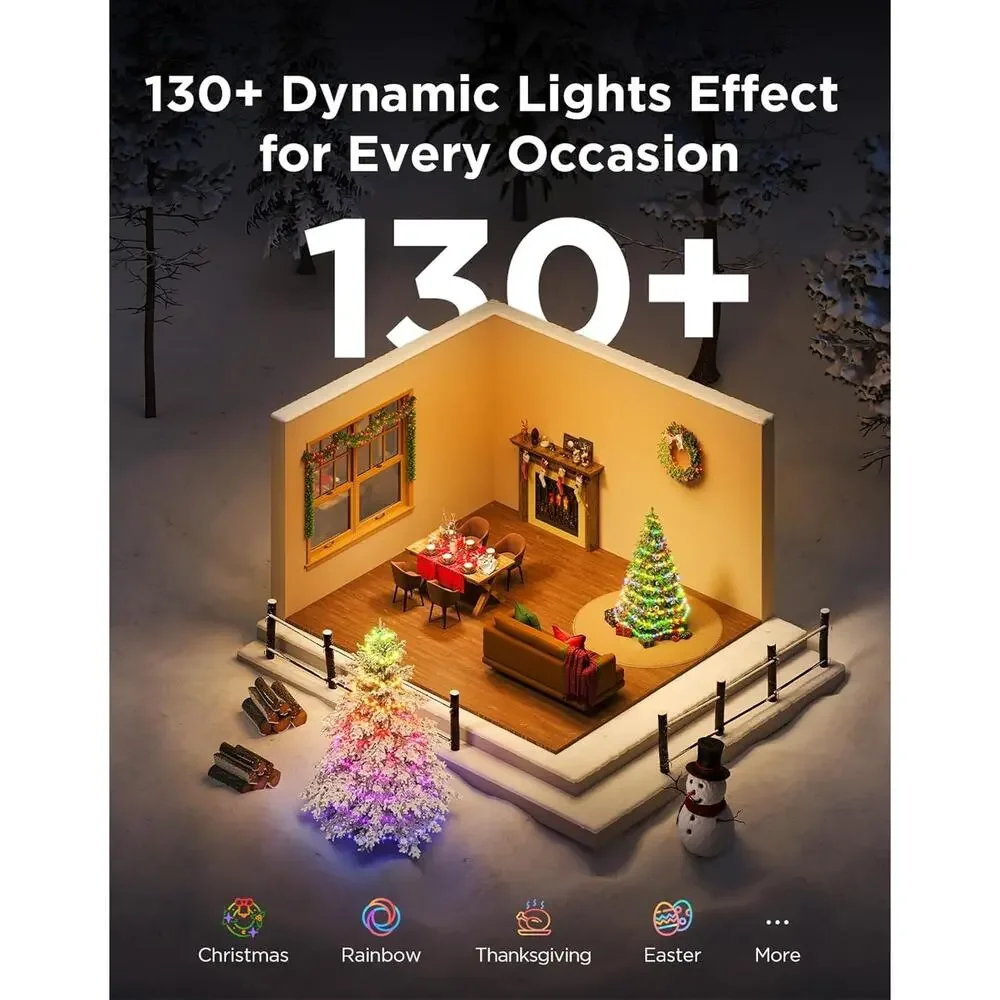 Govee Christmas String Lights 2 RGBWIC 1000 LED 328 ft Smart App Alexa Google